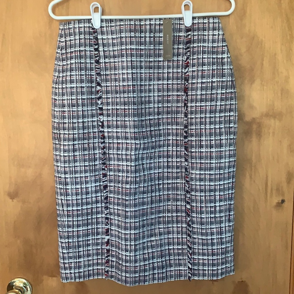 Jcrew red white and blue tweed pencil skirt NWT s4